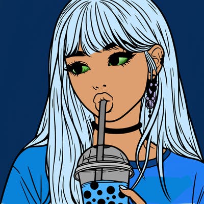 aesthetic realistic girl drinking boba