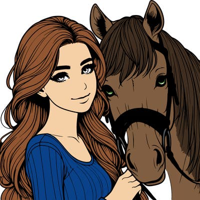 realistic girl with horse