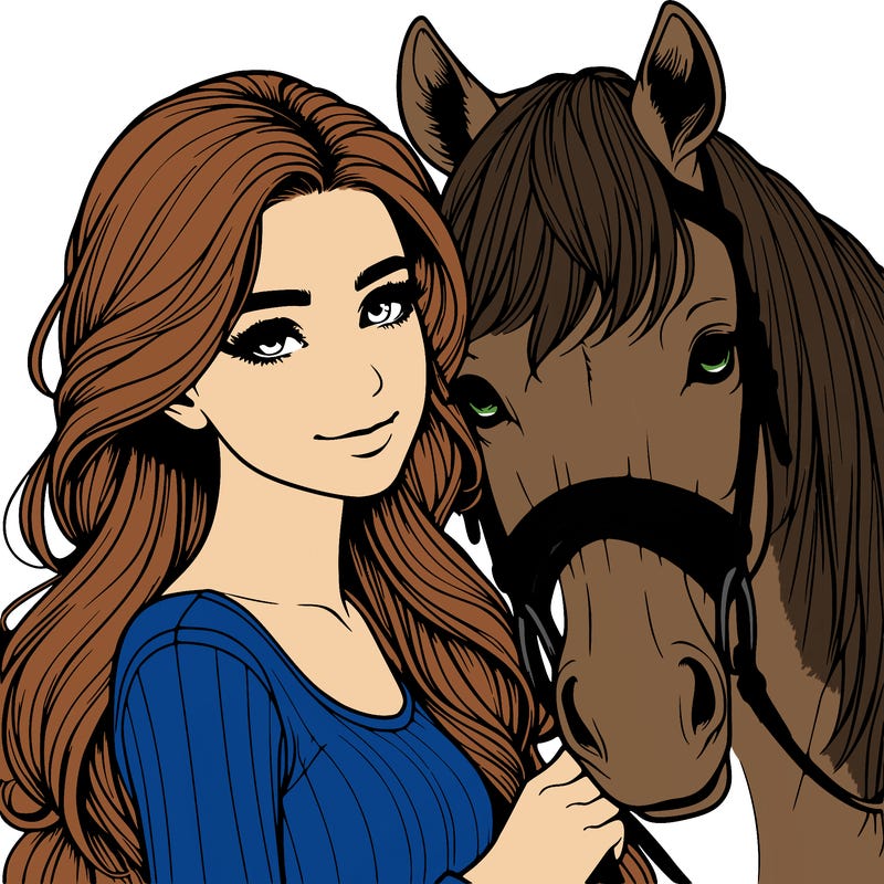 realistic girl with horse