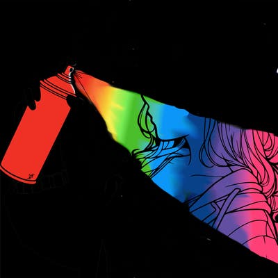 a realistic girl spray, painting