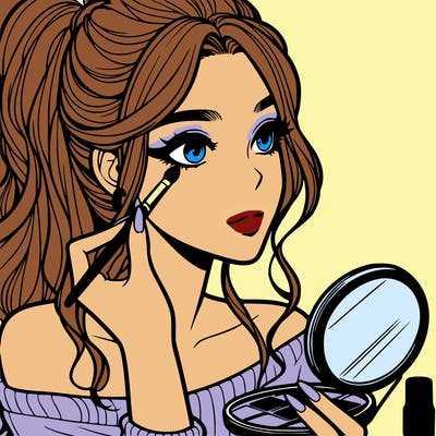 a realistic girl doing her makeup