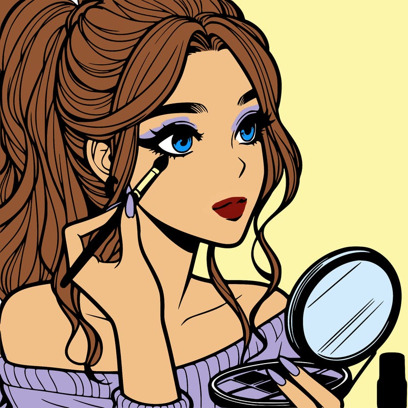 a realistic girl doing her makeup