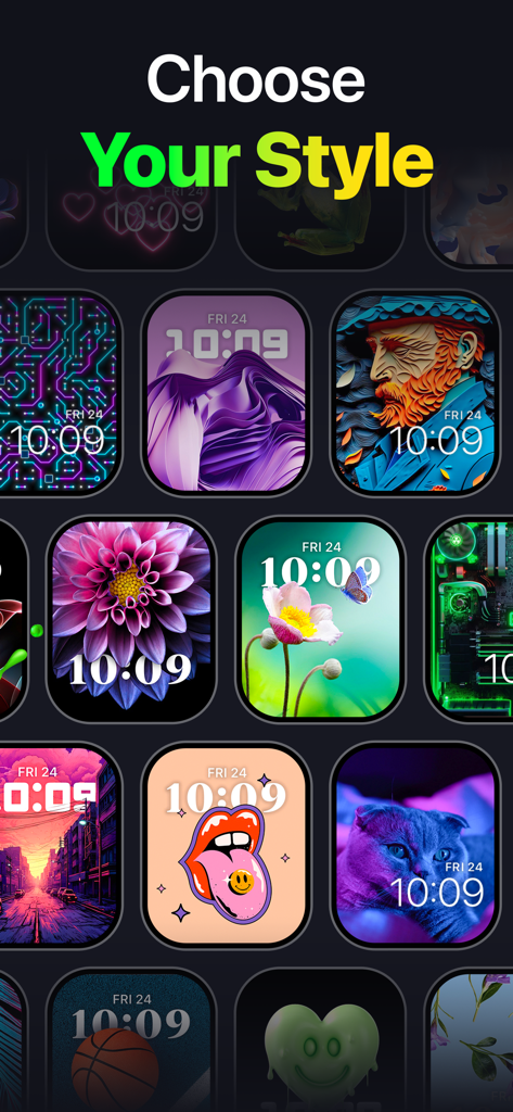 Watch Faces - WatchLab - Une collection de cadrans d'Apple Watch diversifiés et colorés de la galerie d'applications WatchLab