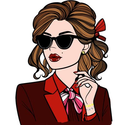 elegant woman in suit and sunglasses