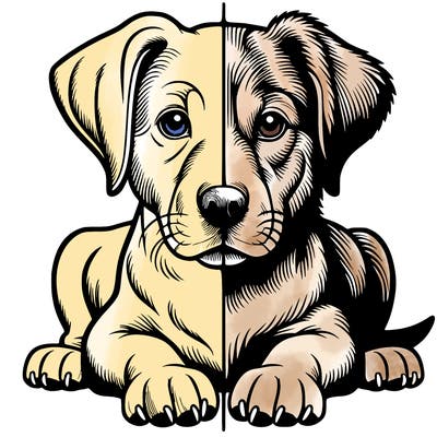 realistic dog split picture