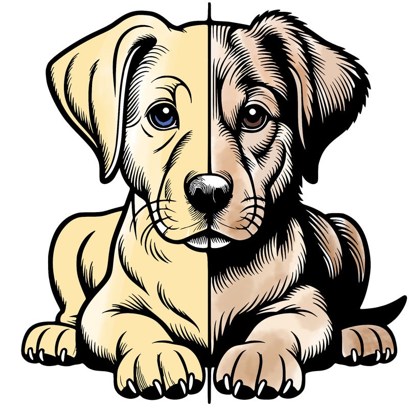 realistic dog split picture