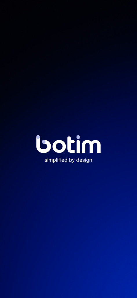 Botim-Logo und Slogan, vereinfacht auf einem blauen Hintergrund