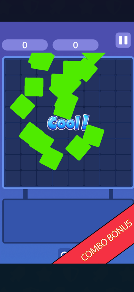 1010! Tetris Puzzle - Gameplay screenshot of 1010 Tetris Puzzle showing a combo bonus and cool text on a block grid