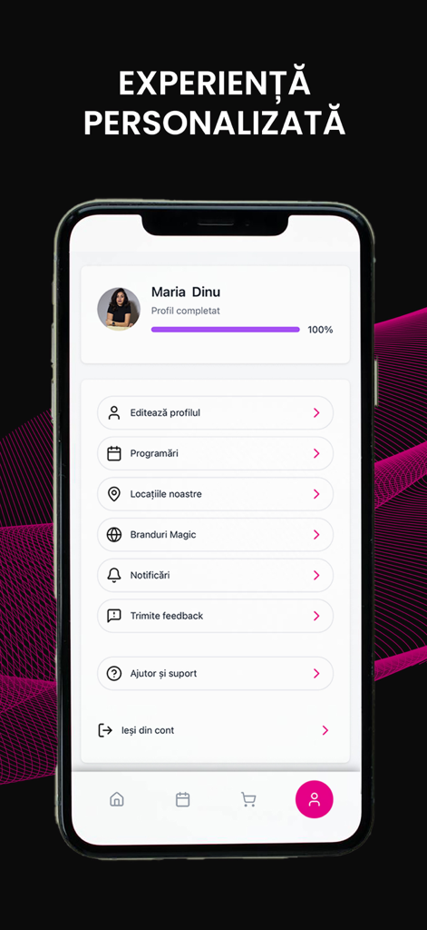Magic Salon - Personalized profile screen in the Magic Salon mobile app