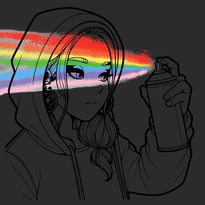 a realistic girl, spray painting