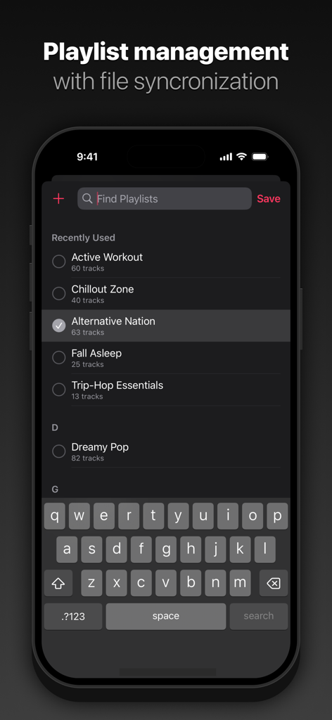 Pentaton: HiFi Offline Music - Pentaton music player interface showing playlist management and file synchronization