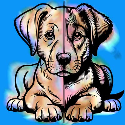 realistic dog split picture
