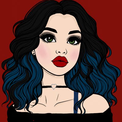realistic girl with wavy hair and lips