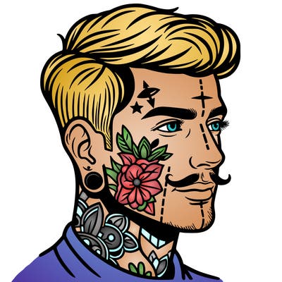 man with face tattoos