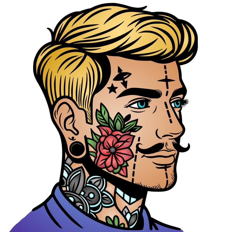 man with face tattoos