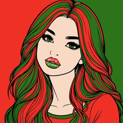 realistic girl with hair on her hair and lips