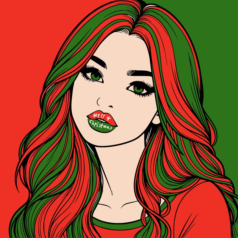 realistic girl with hair on her hair and lips