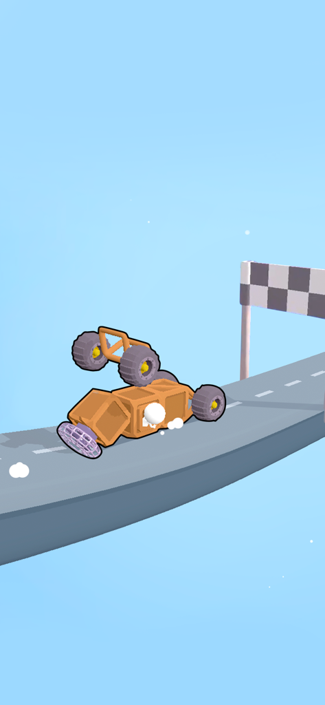 Ride Master: Car Builder Game - Un vehículo personalizado estrellándose en una pista en el juego de construcción de coches Ride Master