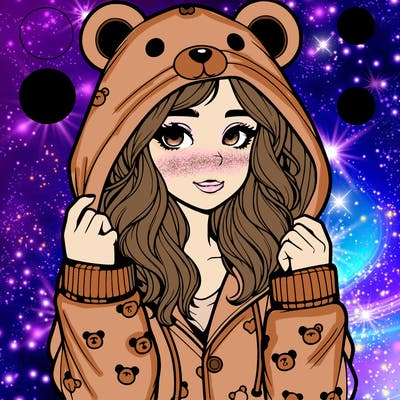 realistic girl in a animal pjs hoodie
