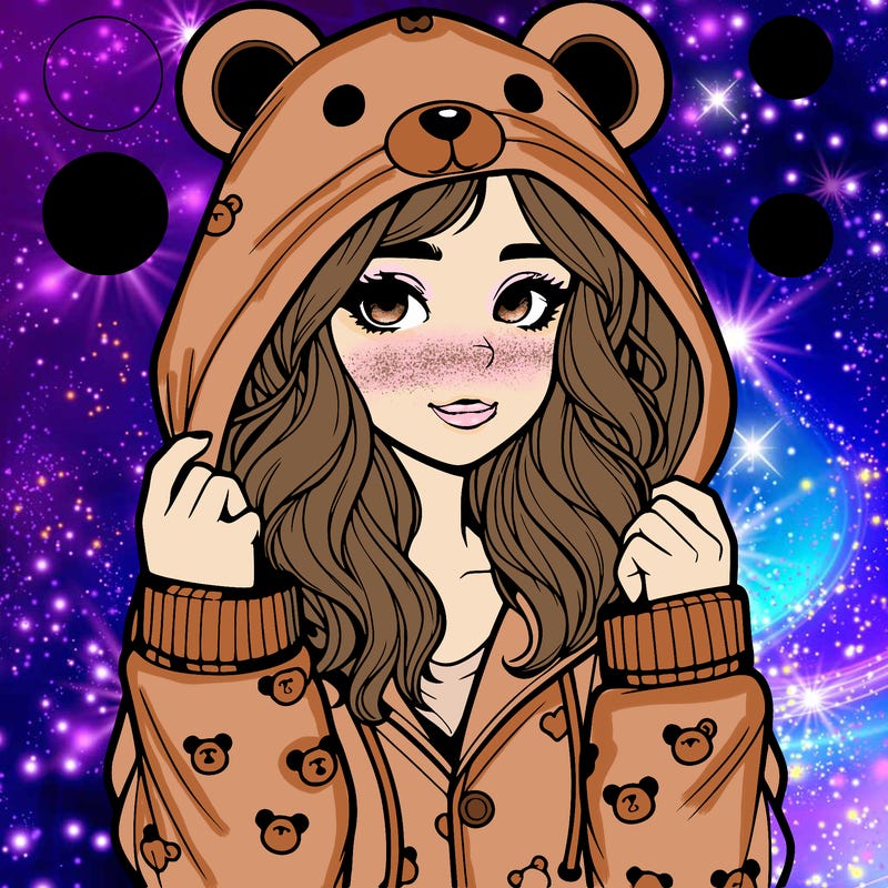 realistic girl in a animal pjs hoodie