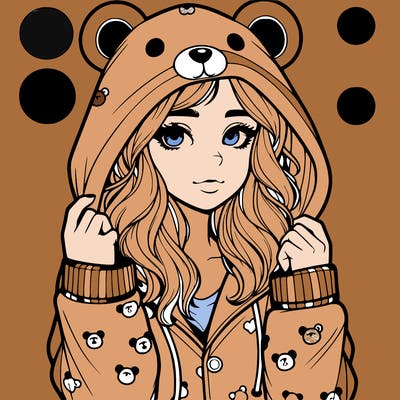realistic girl in a animal pjs hoodie
