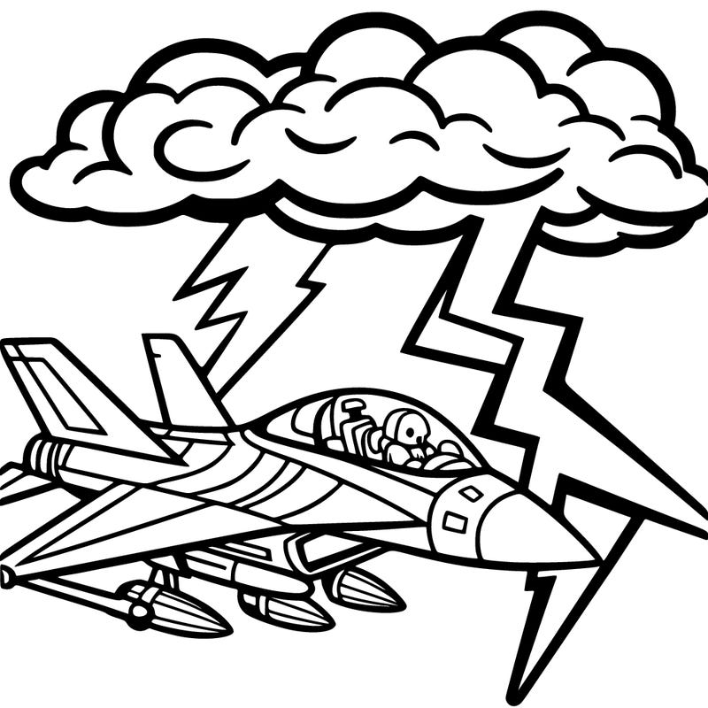 fighter jet and thunder