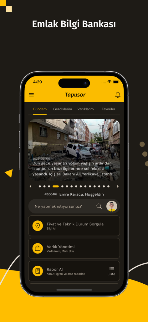 Tapusor - Tapusorモバイルアプリのホーム画面。物件分析ツールと不動産ニュースが表示されています。
