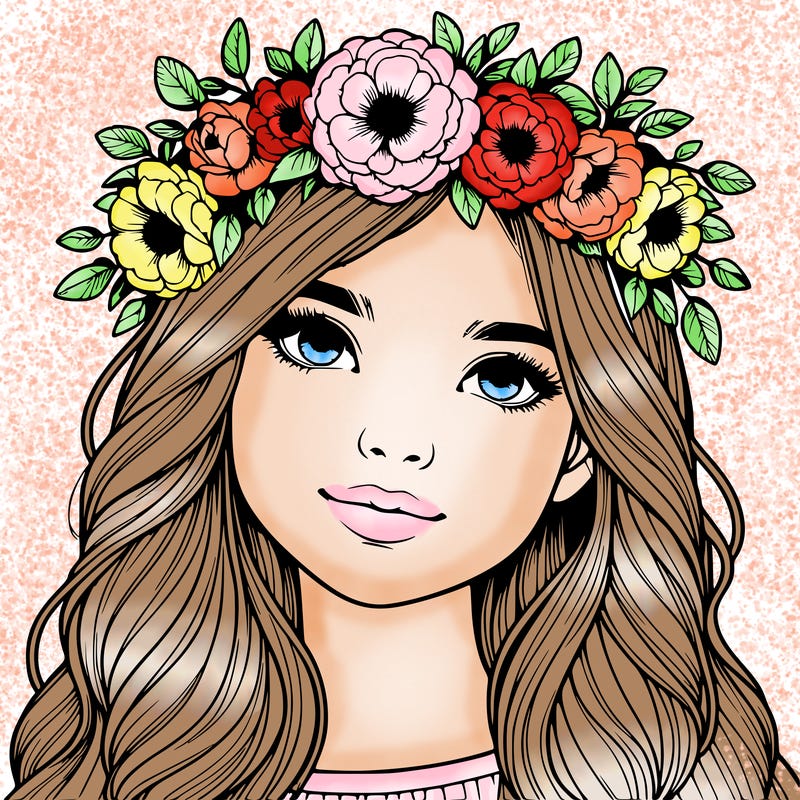 realistic girl with flower crown