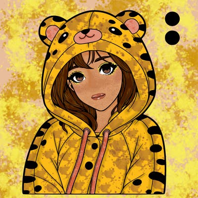 realistic girl in a animal pjs hoodie