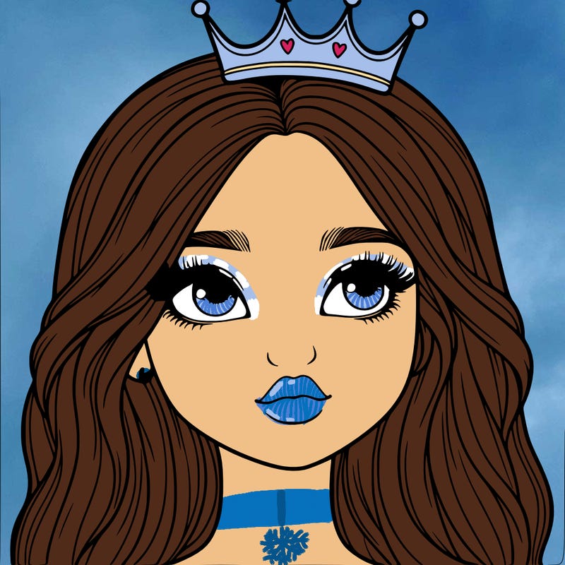 a realistic girl with a crown on