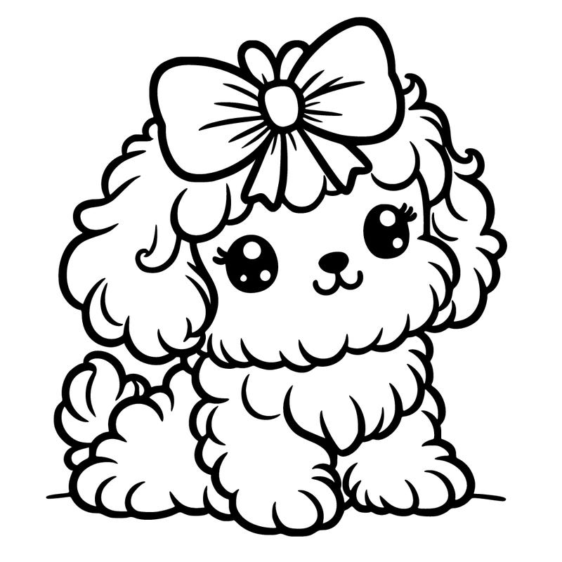 cute fluff puppy with a bow on its head