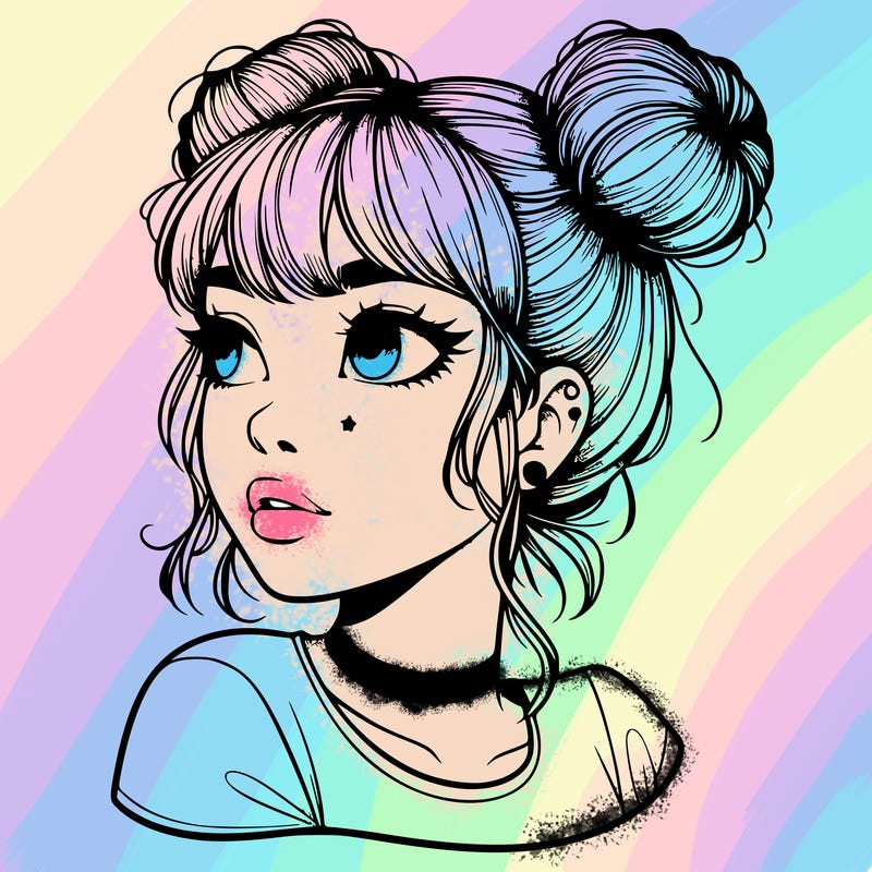 realistic girl with spacebuns