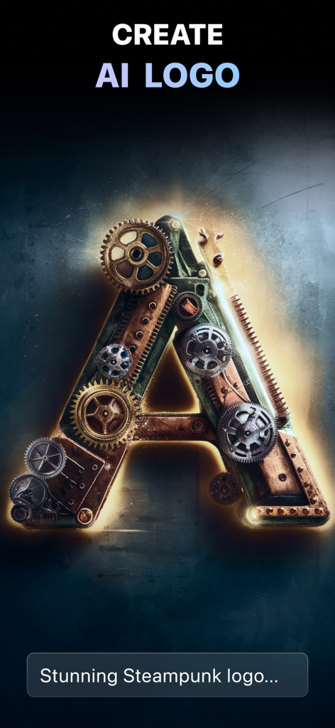 Artica - AI Art Generator - A steampunk style letter A logo made of gears and mechanical parts created by Artica AI.