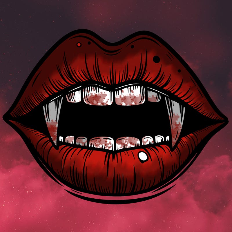 lips with vampire teeth