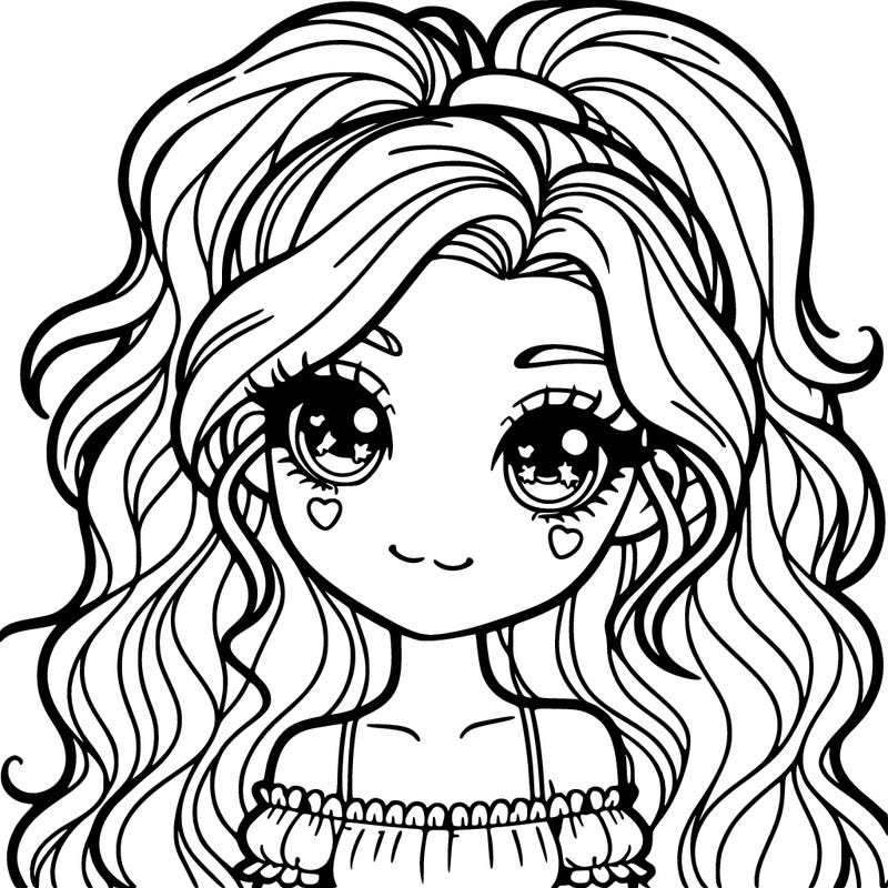 really pretty realistic girl with wavy hair and high ponytail