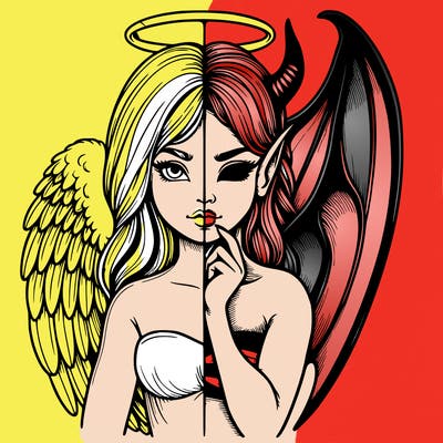 realistic angel half demon