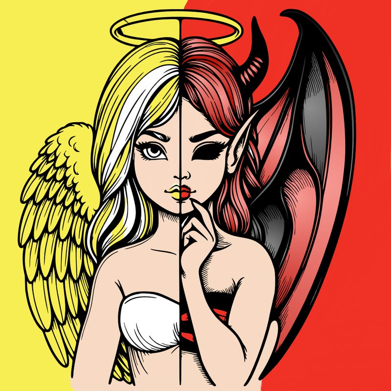 realistic angel half demon