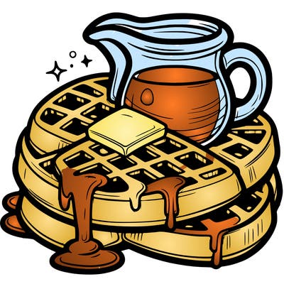 waffles: topped with syrup and butter