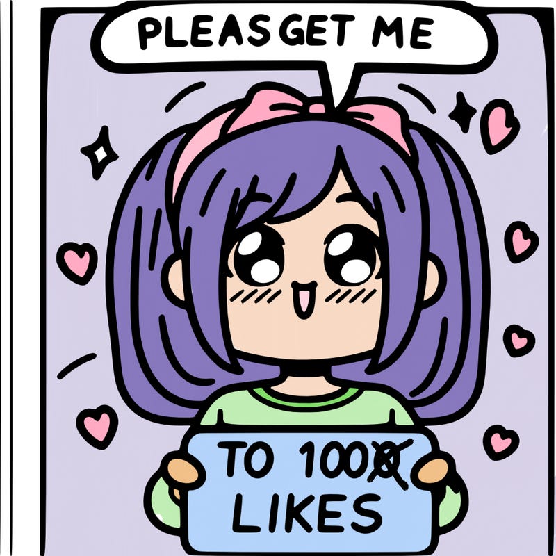 a girl saying please get me to 100 likes