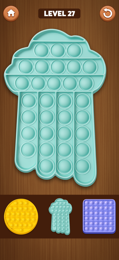 AntiStress Fidget Pop It Games - Juguete inquieto pop it con forma de medusa azul en un nivel de juego satisfactorio antistrés