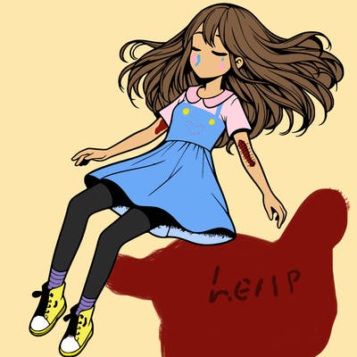 realistic girl floating