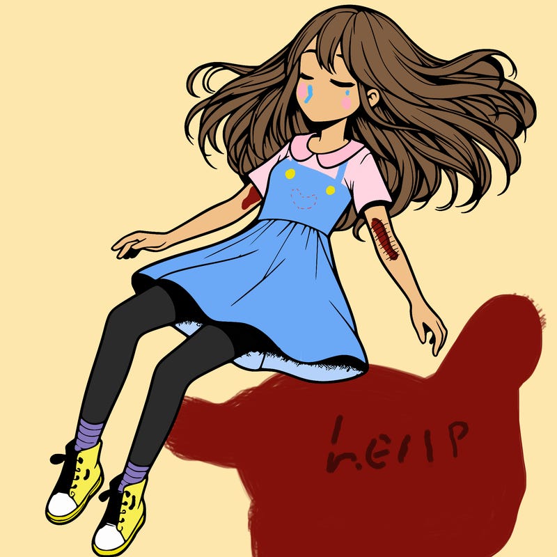 realistic girl floating