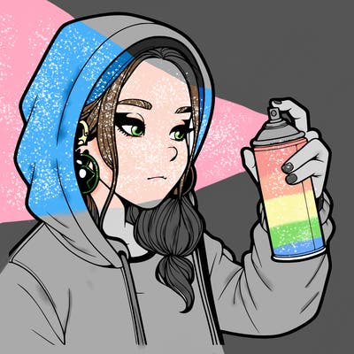 a realistic girl, spray painting