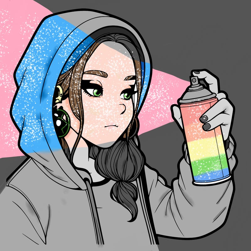 a realistic girl, spray painting