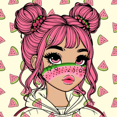 realistic girl with space buns