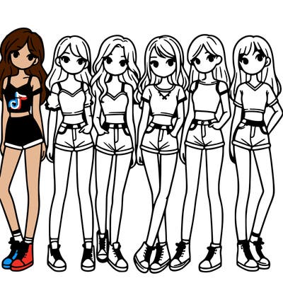 a group of girls wearing crop tops and shorts