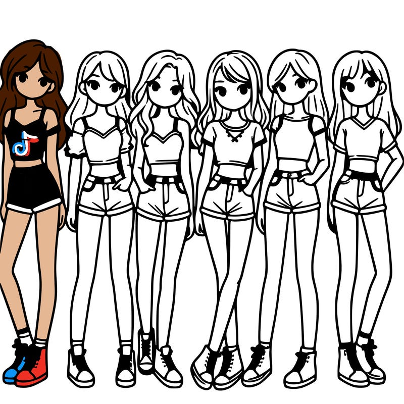 a group of girls wearing crop tops and shorts