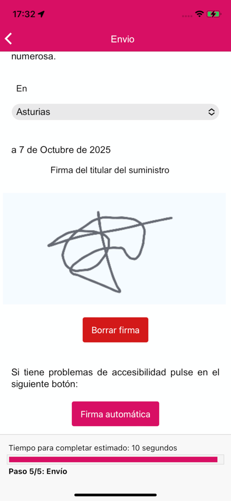 Paso de firma digital para la solicitud del Bono Social de EnergíaXXI