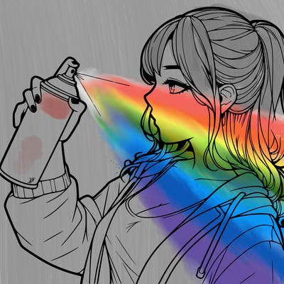 a realistic girl spray, painting