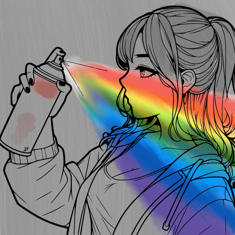 a realistic girl spray, painting